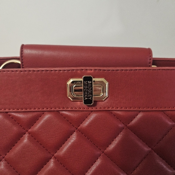 NWT! Badgley Mischka Quilted Red Mini Tote! - Picture 4 of 9